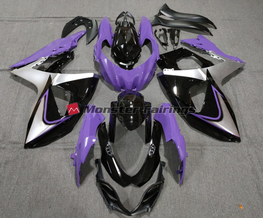 Suzuki GSXR 1000 2009 - 2016 Purple Silver Black ABS fairings - custom motorcycle bodywork kit by Monster Fairings