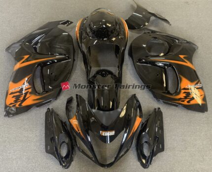 Suzuki GSXR 1300 2008 - 2020 Gloss Black Orange ABS fairings - custom motorcycle bodywork kit by Monster Fairings