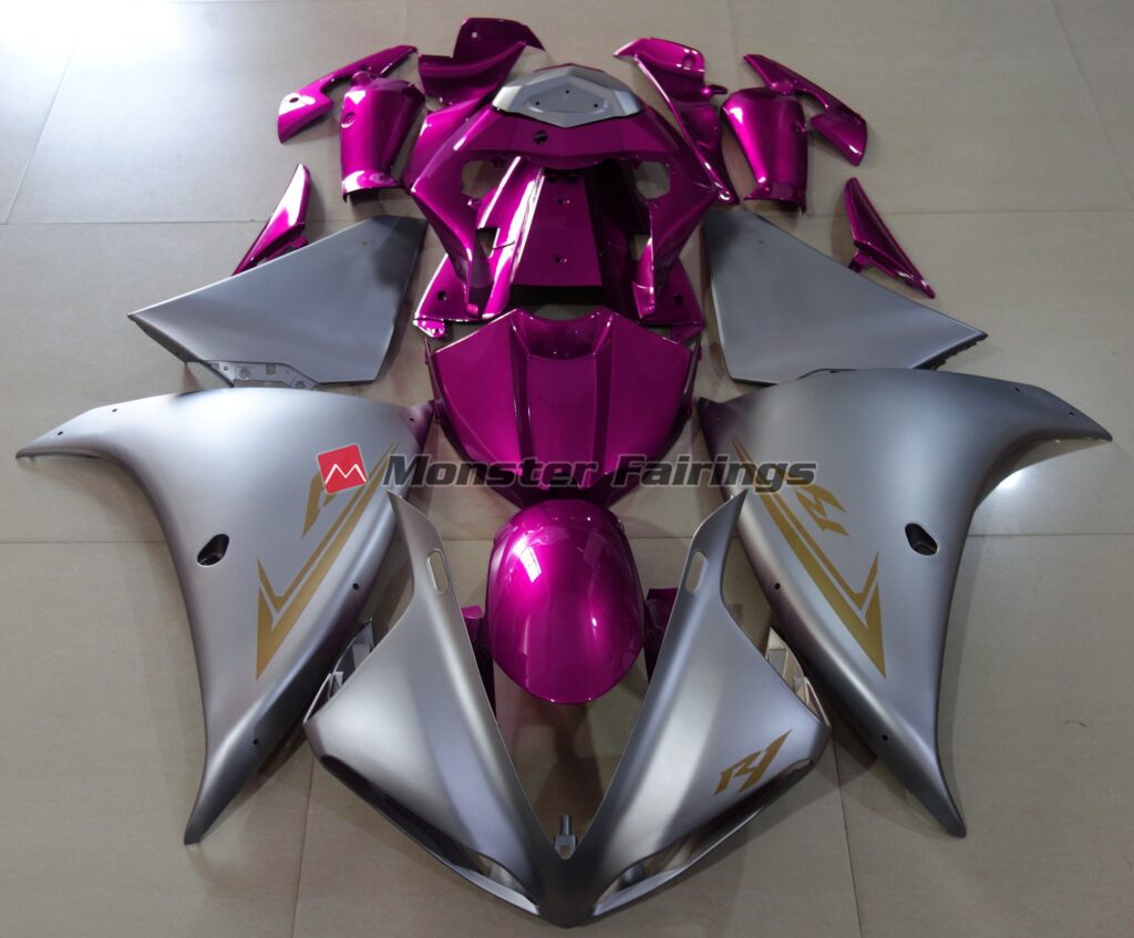 Yamaha R1 2009 - 2011 Matte Silver Pink ABS fairings - custom motorcycle bodywork kit by Monster Fairings