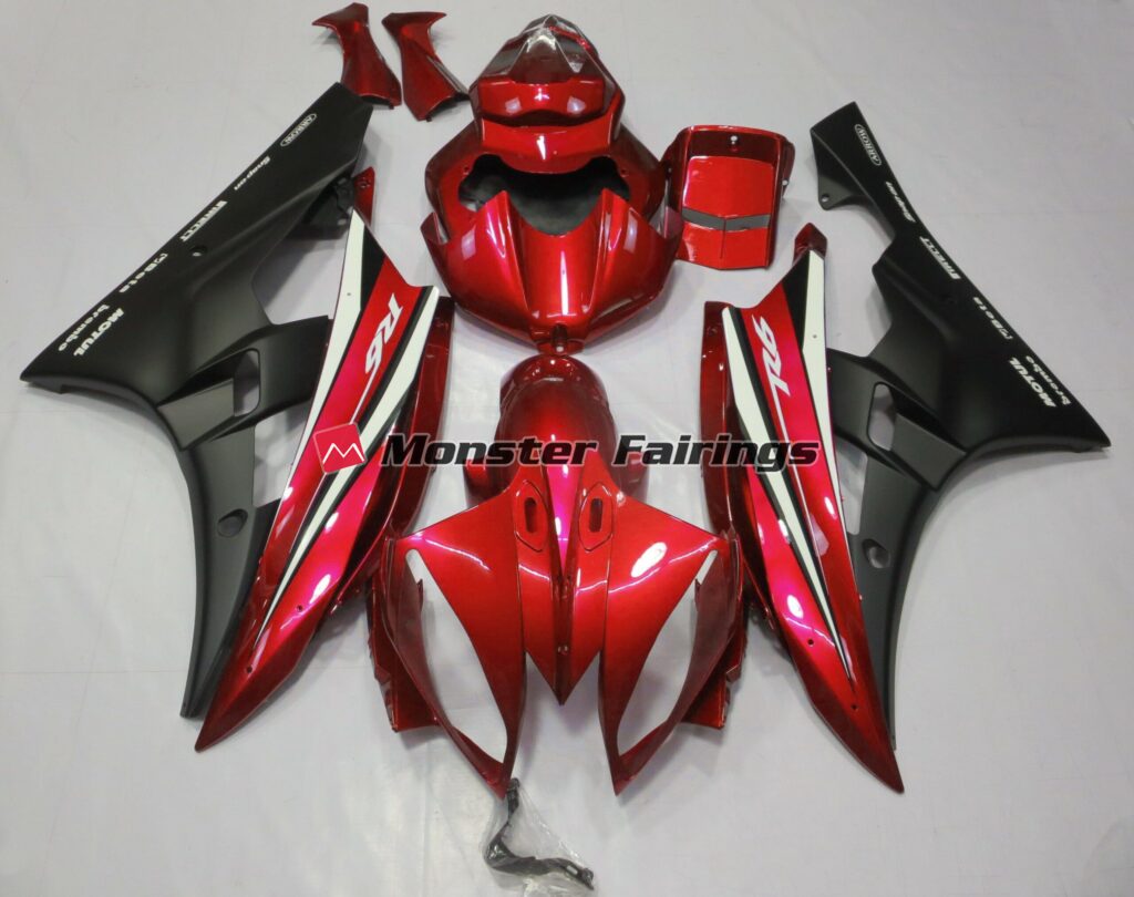 Yamaha R6 2006 - 2007 Red Black White ABS fairings - custom motorcycle bodywork kit by Monster Fairings