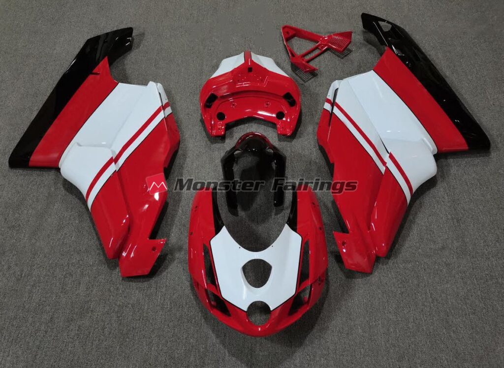 Ducati 749 999 2003 - 2004 Gloss Red White ABS fairings - custom motorcycle bodywork kit by Monster Fairings