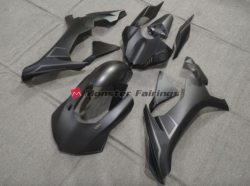 Yamaha R1 2015 - 2019 Matte Black Custom Logos ABS fairings - custom motorcycle bodywork kit by Monster Fairings