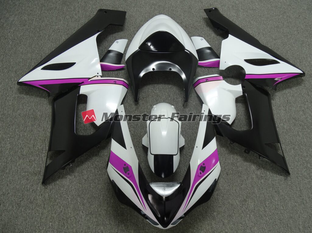 Kawasaki ZX6R 2005 - 2006 Pink White Black ABS fairings - custom motorcycle bodywork kit by Monster Fairings