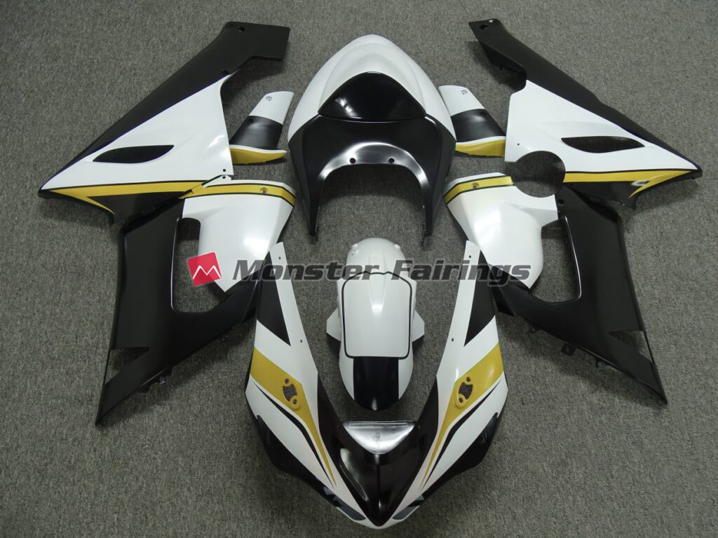 Kawasaki ZX6R 2005 - 2006 Yellow White Black ABS fairings - custom motorcycle bodywork kit by Monster Fairings