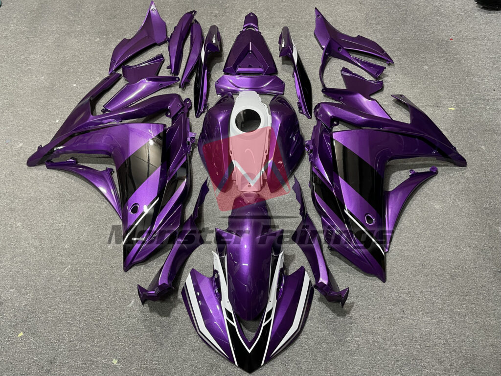 Yamaha R3 2014 - 2018 Purple Black White ABS fairings - custom motorcycle bodywork kit by Monster Fairings