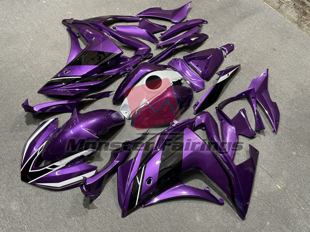 Yamaha R3 custom ABS fairings 2014 - 2018 in Purple Black White - durable replacement kit, Monster Fairings
