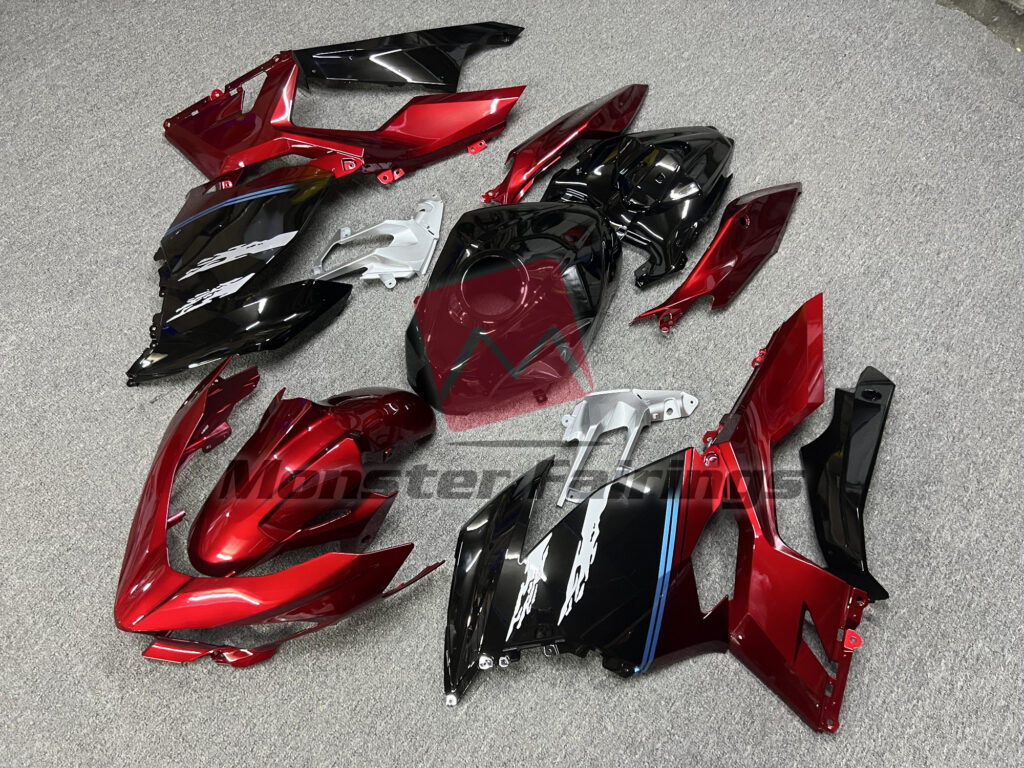 Kawasaki Ninja 400 custom ABS fairings 2018 - 2024 in Red Black - durable replacement kit, Monster Fairings