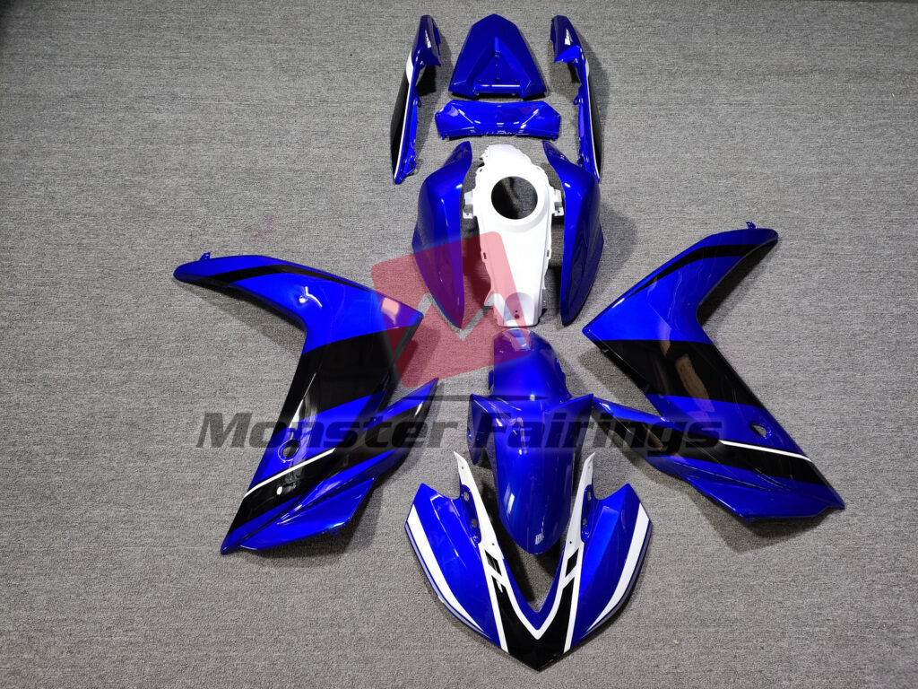 Yamaha R3 2014 - 2018 Blue Black White ABS fairings - custom motorcycle bodywork kit by Monster Fairings