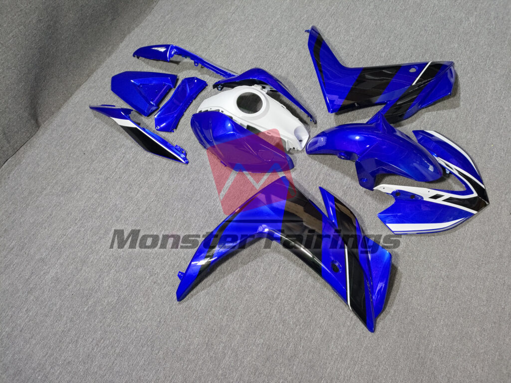 2014 - 2018 Yamaha R3 Blue Black White fairing set - ABS injection, custom painted by Monster Fairings