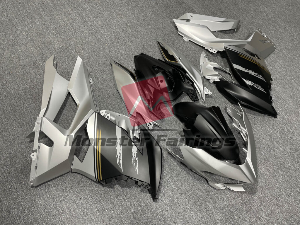 Matte Silver Black ABS fairings for Kawasaki Ninja 400 2018 - 2024 - premium OEM fit kit by Monster Fairings