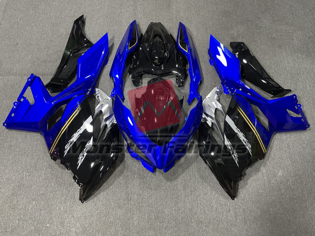 Kawasaki Ninja 400 2018 - 2024 Blue Black ABS fairings - custom motorcycle bodywork kit by Monster Fairings