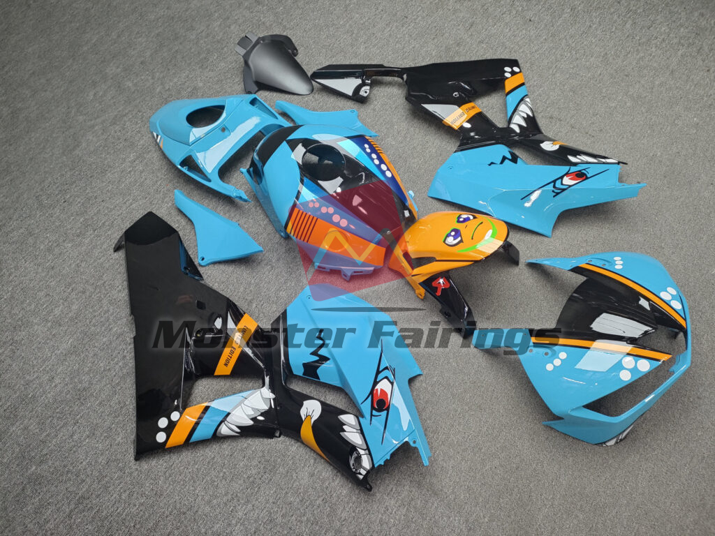 Honda CBR600RR custom ABS fairings 2013 - 2025 in Gloss Light Blue & Black Gold Shark - durable replacement kit, Monster Fairings
