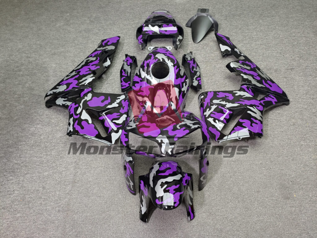Honda CBR600RR 2005 - 2006 Gloss Black Purple & Silver Camo ABS fairings - custom motorcycle bodywork kit by Monster Fairings