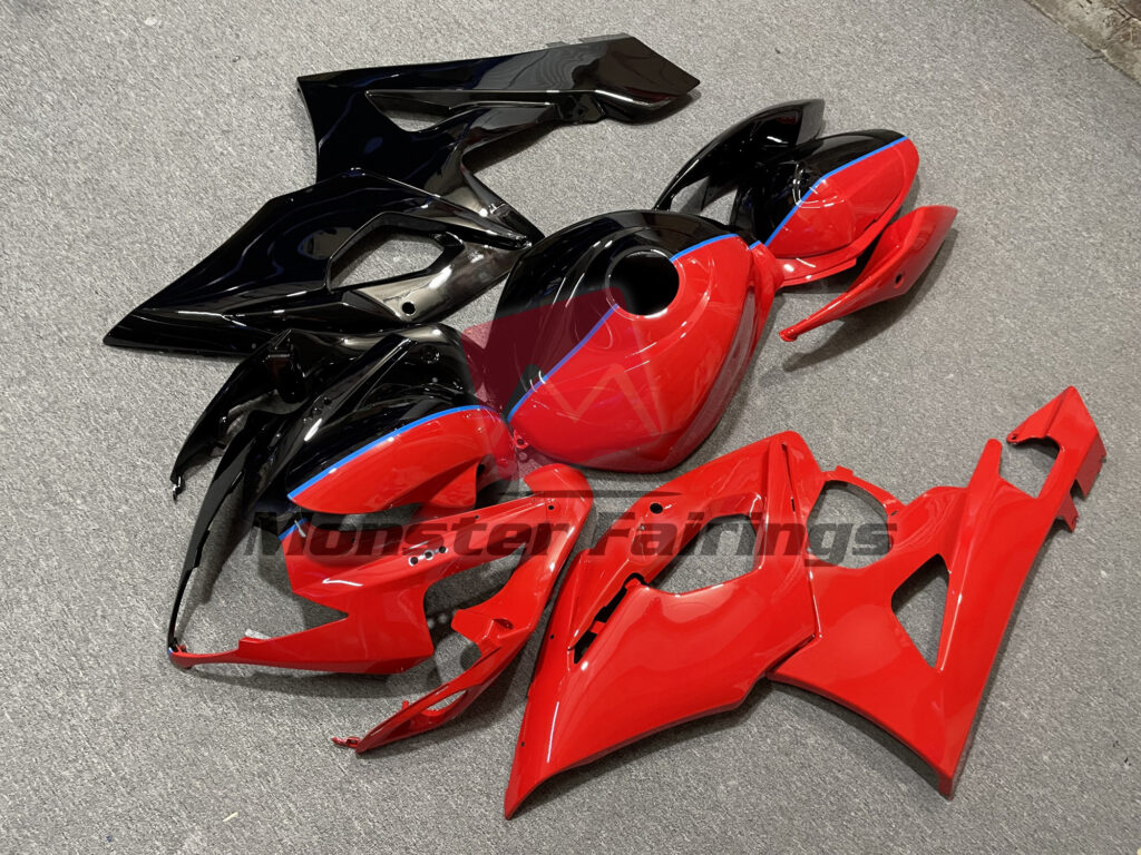 Suzuki GSXR 1000 custom ABS fairings 2005 - 2006 in Black Red - durable replacement kit, Monster Fairings