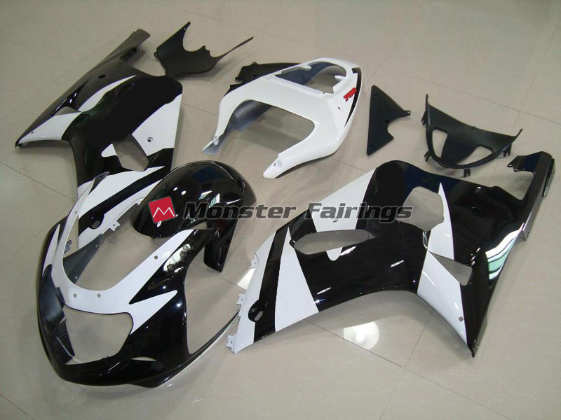 Suzuki GSXR 600 - 750 2001 - 2003 White and Black ABS fairings - custom motorcycle bodywork kit by Monster Fairings