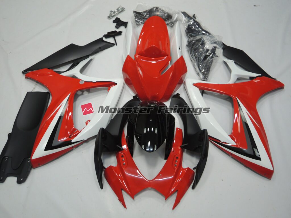 Suzuki GSXR 600 - 750 2006 - 2007 Red and White ABS fairings - custom motorcycle bodywork kit by Monster Fairings