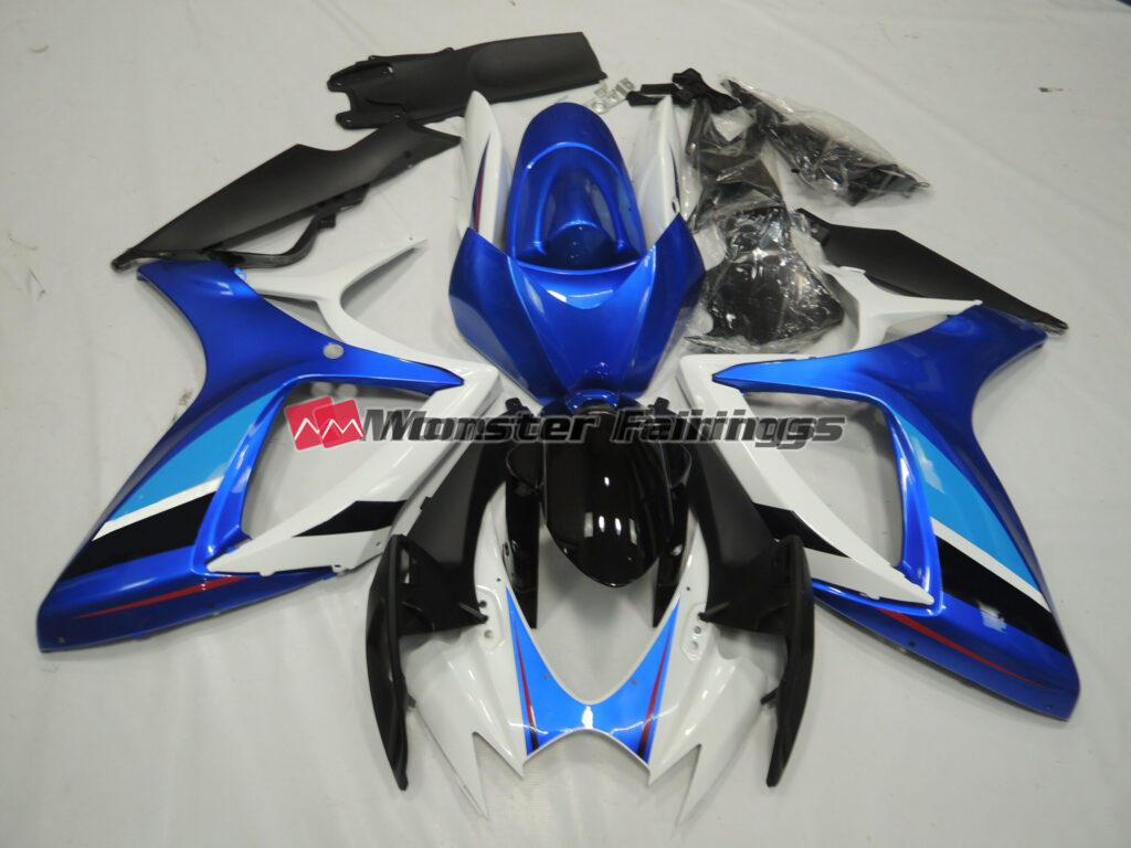 Suzuki GSXR 600 - 750 2006 - 2007 Blue and White ABS fairings - custom motorcycle bodywork kit by Monster Fairings