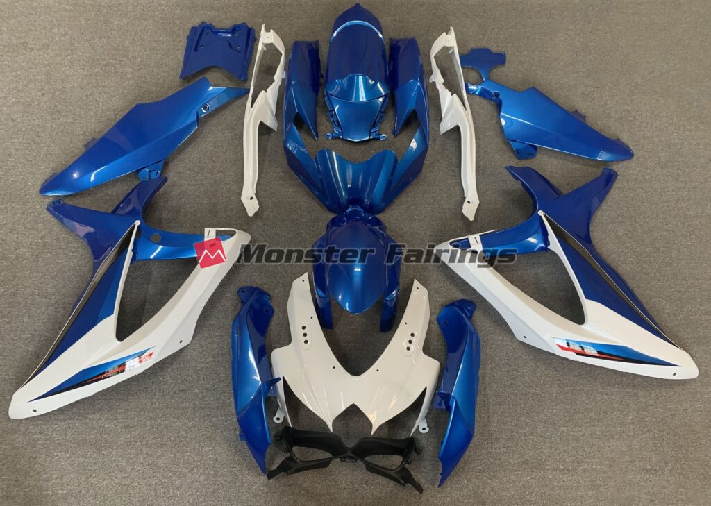 Suzuki GSXR 600 - 750 2008 - 2010 OEM Style Blue and White ABS fairings - custom motorcycle bodywork kit by Monster Fairings