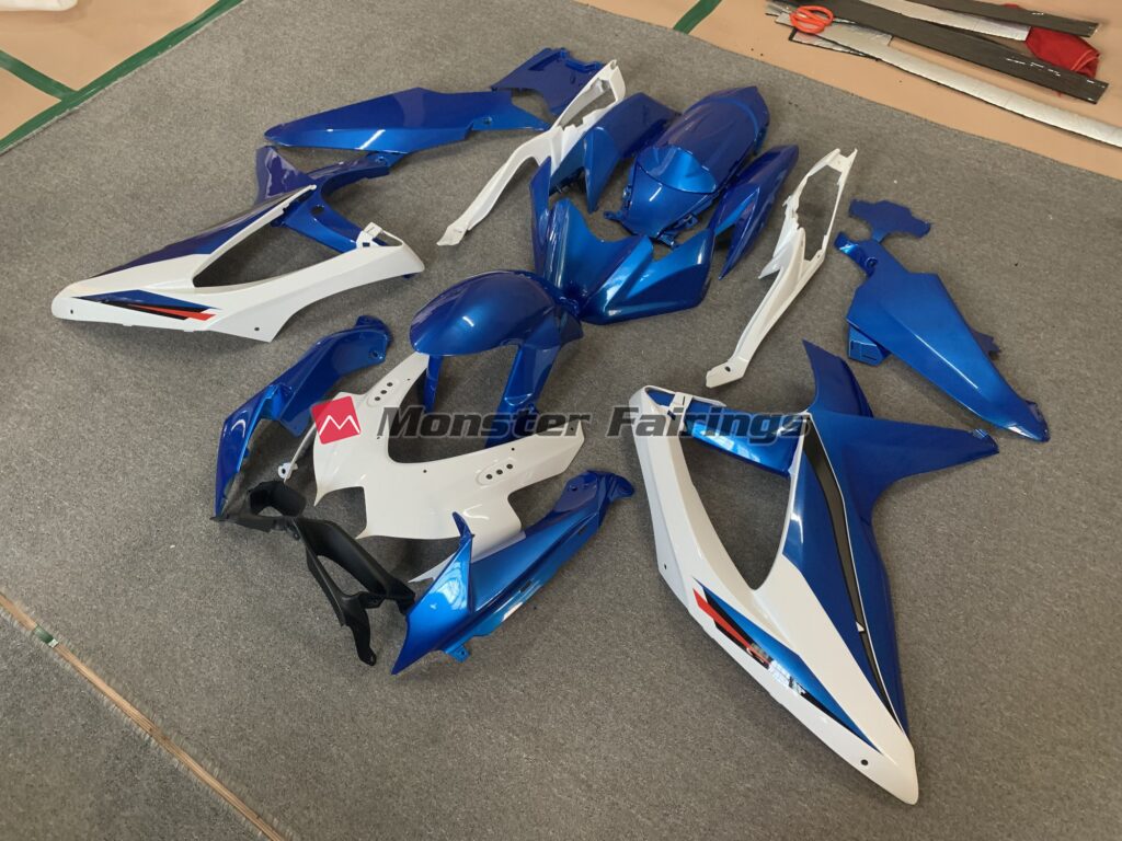 Suzuki GSXR custom ABS fairings 2008 - 2010 in OEM Style Blue and White - durable replacement kit, Monster Fairings