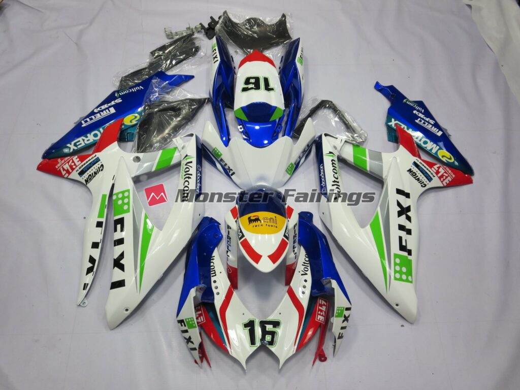 Suzuki GSXR 600 - 750 2008 - 2010 Fixi Blue ABS fairings - custom motorcycle bodywork kit by Monster Fairings
