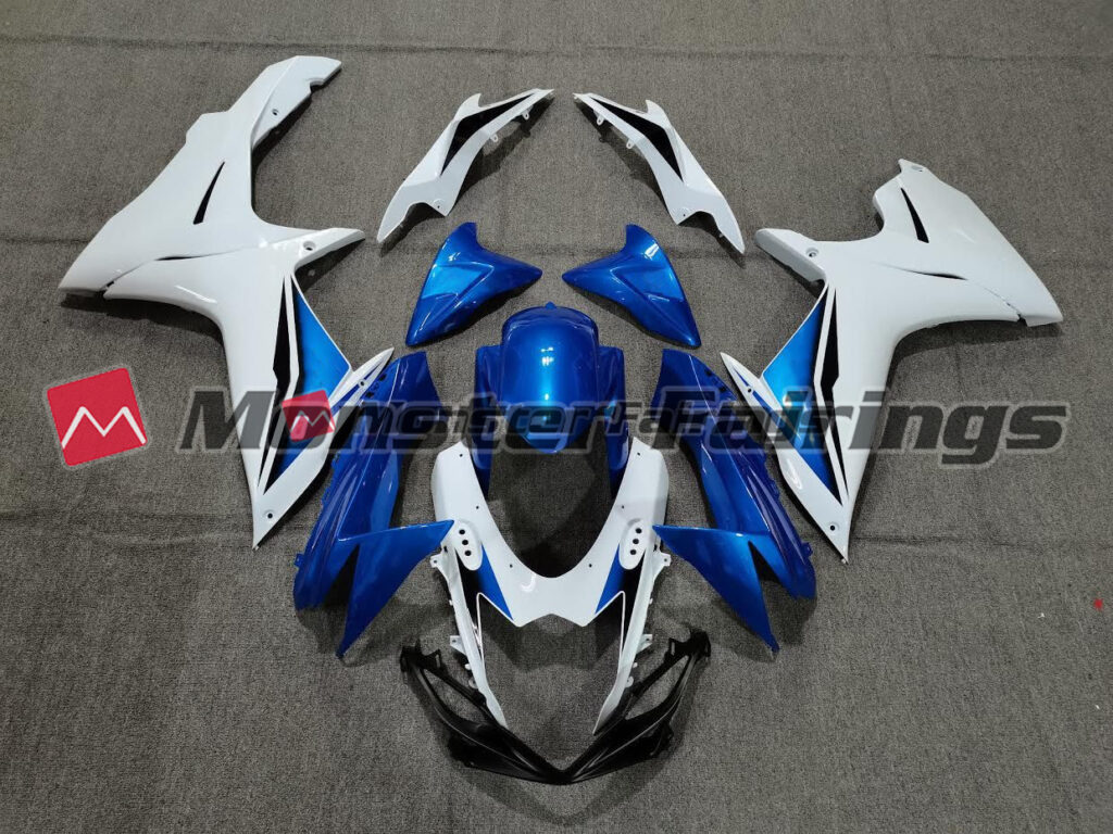 Suzuki GSXR 600 - 750 2011 - 2025 Blue and White ABS fairings - custom motorcycle bodywork kit by Monster Fairings