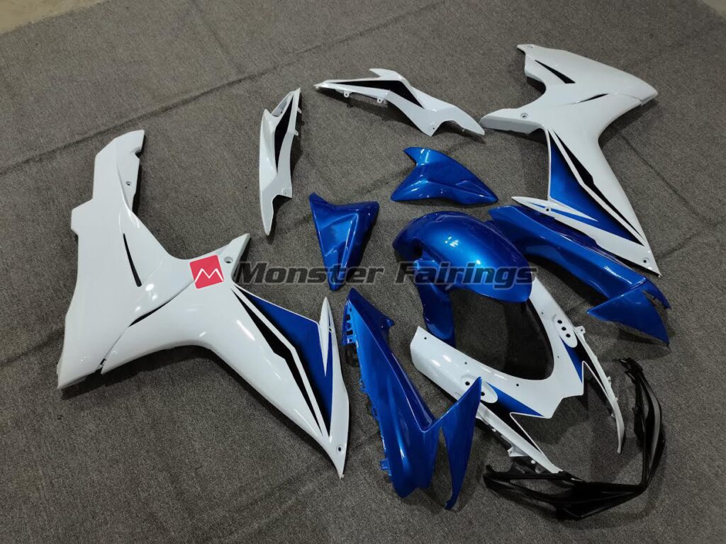 Blue and White ABS fairings for Suzuki GSXR 600 - 750 2011 - 2025 - premium OEM fit kit by Monster Fairings