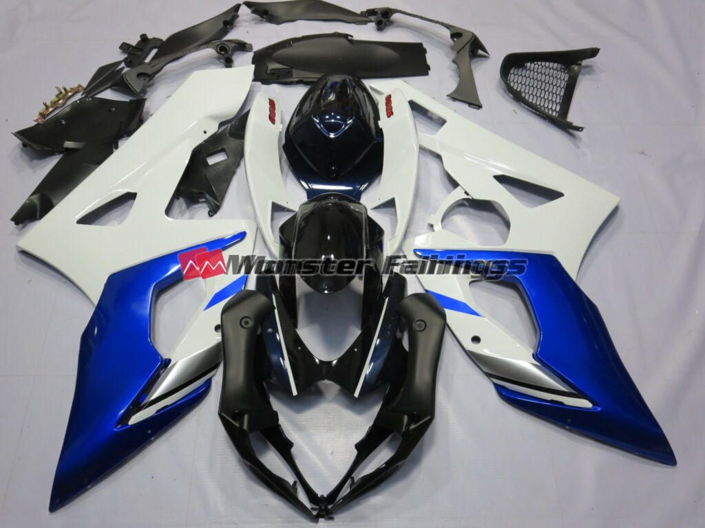 Suzuki GSXR 1000 2005 - 2006 Gloss Blue, Black & White ABS fairings - custom motorcycle bodywork kit by Monster Fairings
