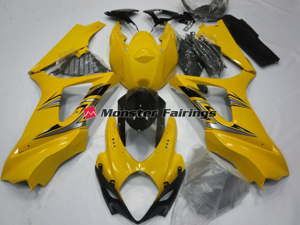 Suzuki GSXR 1000 2007 - 2008 Gloss Yellow ABS fairings - custom motorcycle bodywork kit by Monster Fairings