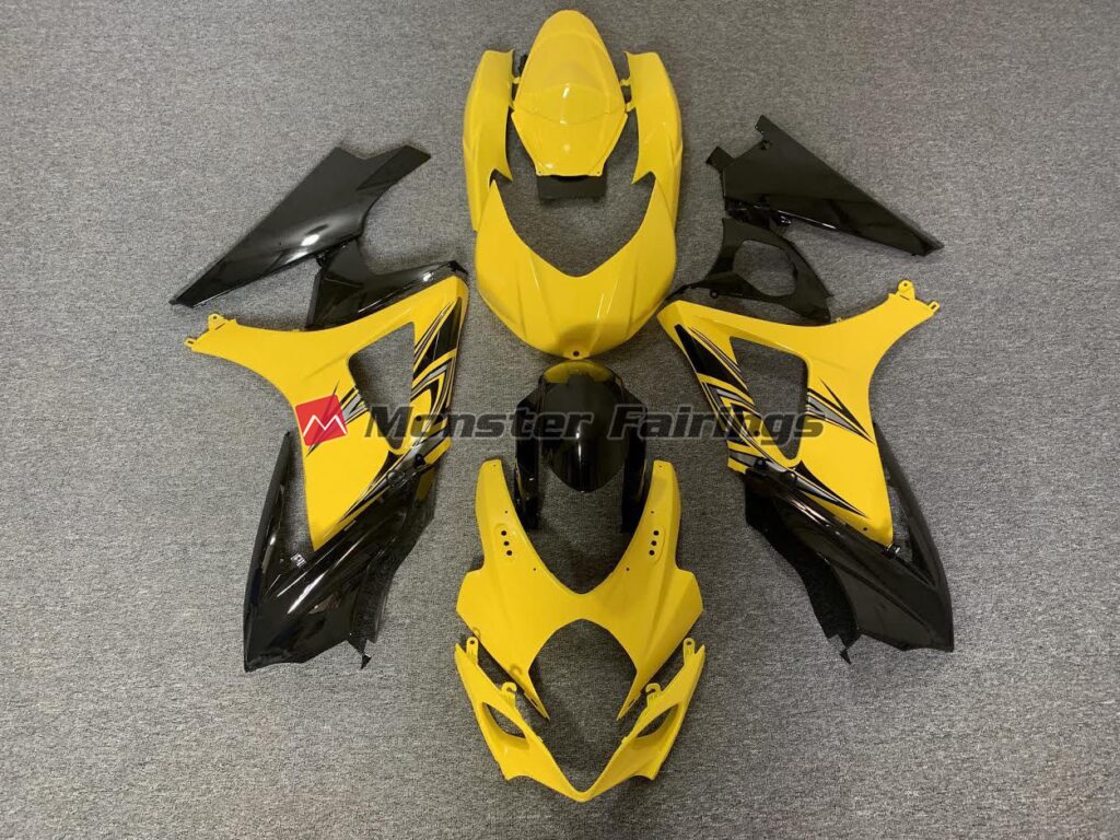 Suzuki GSXR 1000 2007 - 2008 Gloss Yellow & Black ABS fairings - custom motorcycle bodywork kit by Monster Fairings
