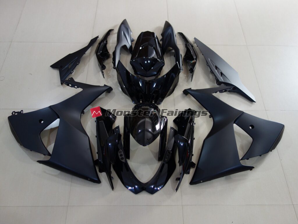 Suzuki GSXR 1000 2009 - 2016 Matte Black and Gloss Black ABS fairings - custom motorcycle bodywork kit by Monster Fairings
