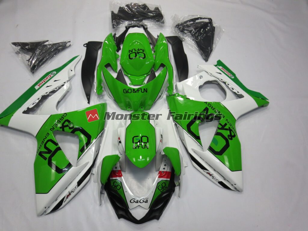 Suzuki GSXR 1000 2009 - 2016 Green Go Fun ABS fairings - custom motorcycle bodywork kit by Monster Fairings