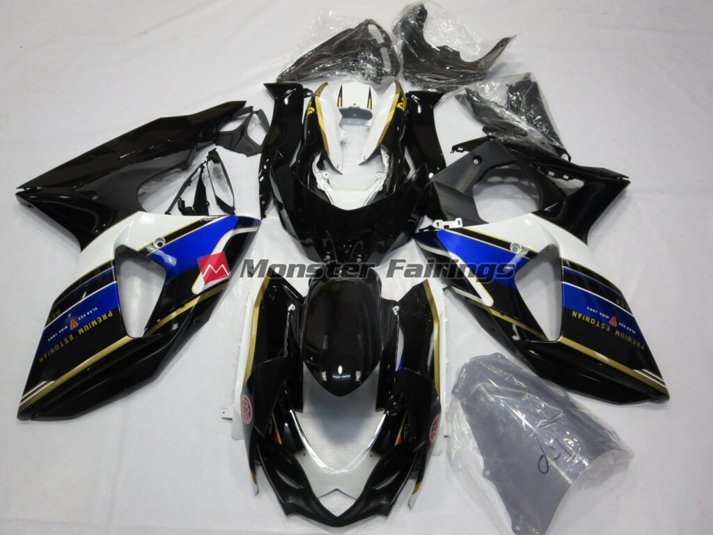 Suzuki GSXR 1000 2009 - 2016 Blue and Gold ABS fairings - custom motorcycle bodywork kit by Monster Fairings