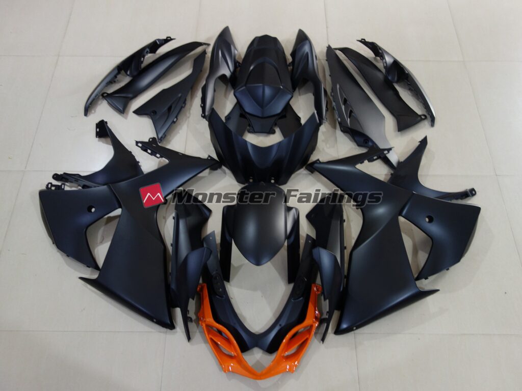 Suzuki GSXR 1000 2009 - 2016 Matte and Orange ABS fairings - custom motorcycle bodywork kit by Monster Fairings