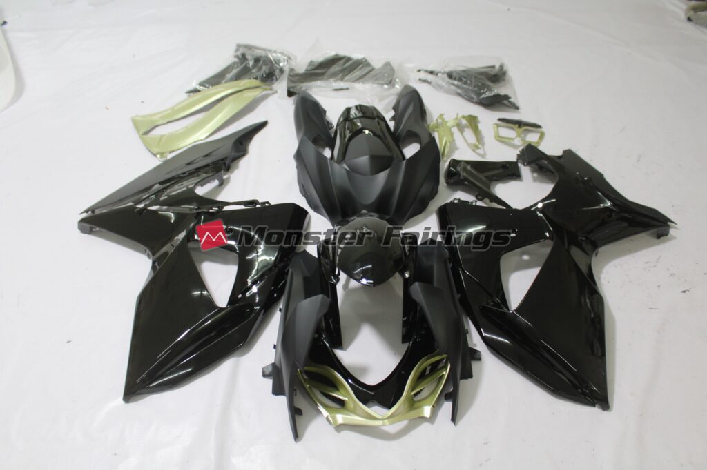 Suzuki GSXR 1000 2009 - 2016 Gloss Black Matte Silver ABS fairings - custom motorcycle bodywork kit by Monster Fairings