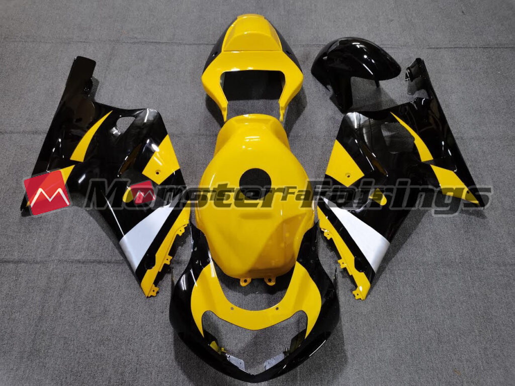 Suzuki GSXR 600 - 750 2001 - 2003 Black and Yellow ABS fairings - custom motorcycle bodywork kit by Monster Fairings