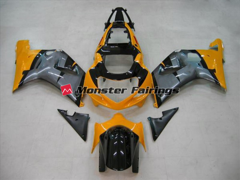 Suzuki GSXR 600 - 750 2001 - 2003 Grey Yellow ABS fairings - custom motorcycle bodywork kit by Monster Fairings