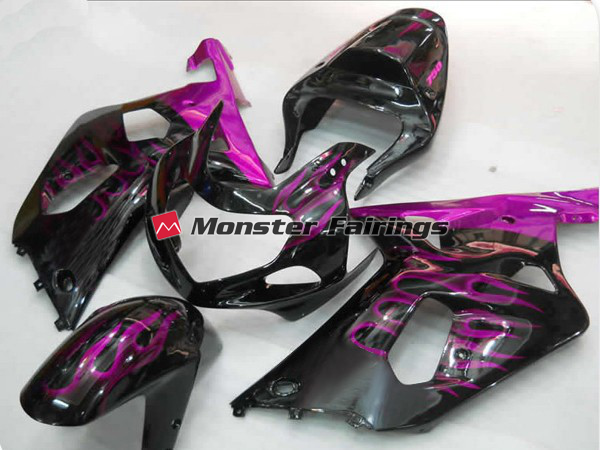 Suzuki GSXR 600 - 750 2001 - 2003 Purple Flame ABS fairings - custom motorcycle bodywork kit by Monster Fairings