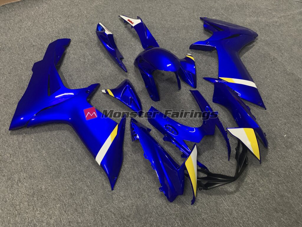 Gloss Deep Blue with White & Yellow ABS fairings for Suzuki GSXR 600 - 750 2011 - 2025 - premium OEM fit kit by Monster Fairings