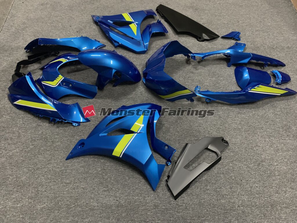 Suzuki GSXR 1000 custom ABS fairings 2017 - 2025 in Gloss Blue & High Viz Yellow - durable replacement kit, Monster Fairings