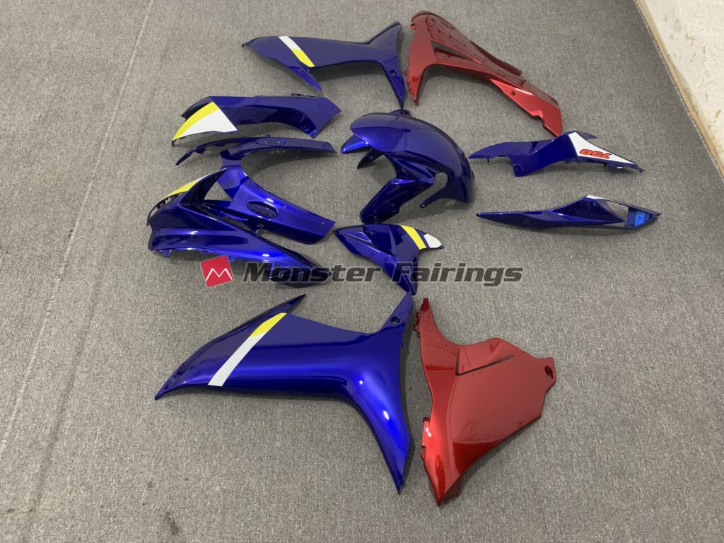 2011 - 2025 Suzuki GSXR Blue with Red Lowers fairing set - ABS injection, custom painted by Monster Fairings
