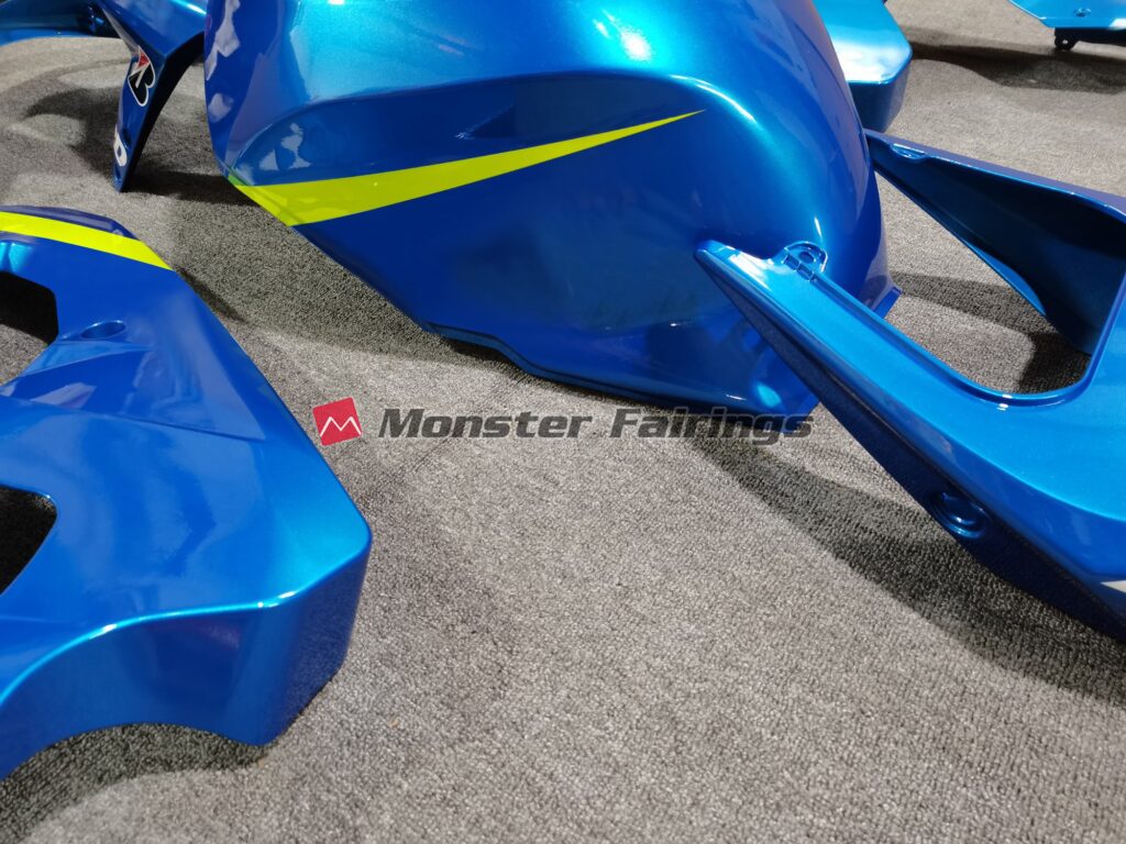 2004 - 2005 Suzuki GSXR Pearl Blue Yellow fairing set - ABS injection, custom painted by Monster Fairings