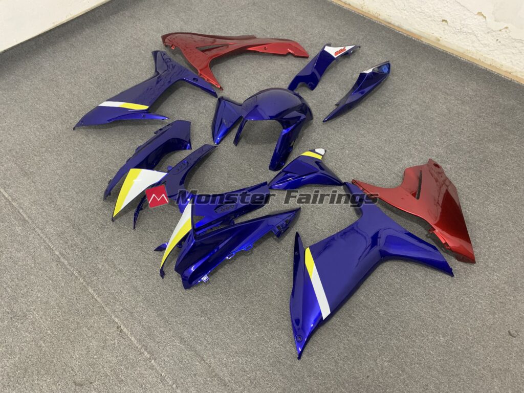 Suzuki GSXR 600 - 750 custom ABS fairings 2011 - 2025 Gloss Blue and Red - durable replacement kit, Monster Fairings