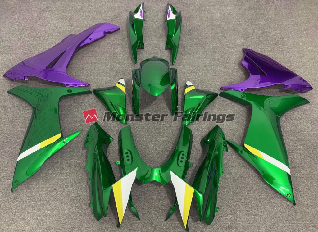 Suzuki GSXR 600 - 750 2011 - 2025 Gloss Green and Purple ABS fairings - custom motorcycle bodywork kit by Monster Fairings