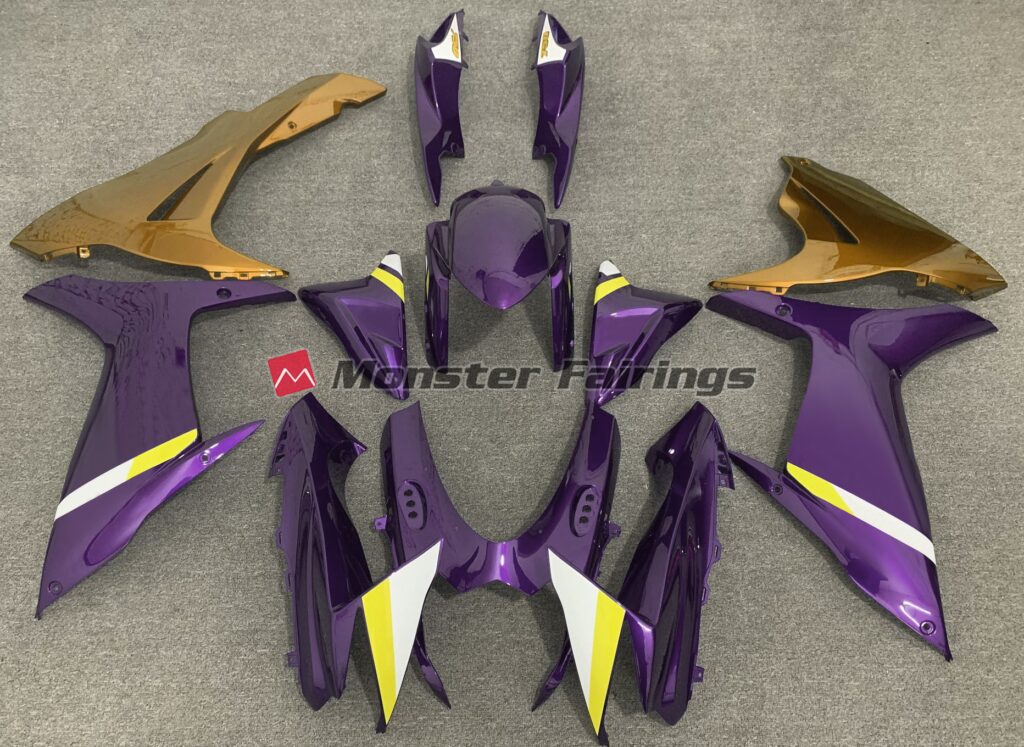 Suzuki GSXR 600 - 750 2011 - 2025 Gloss Purple and Gold ABS fairings - custom motorcycle bodywork kit by Monster Fairings
