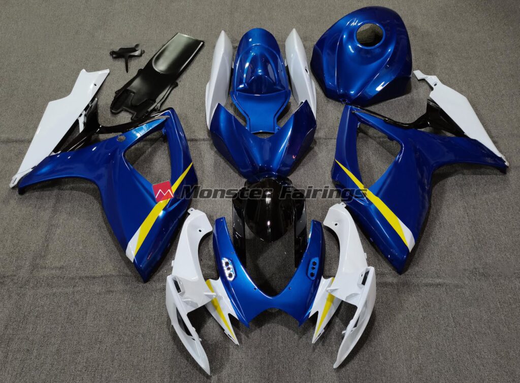 Suzuki GSXR 600 - 750 2006 - 2007 Gloss Blue White Yellow ABS fairings - custom motorcycle bodywork kit by Monster Fairings