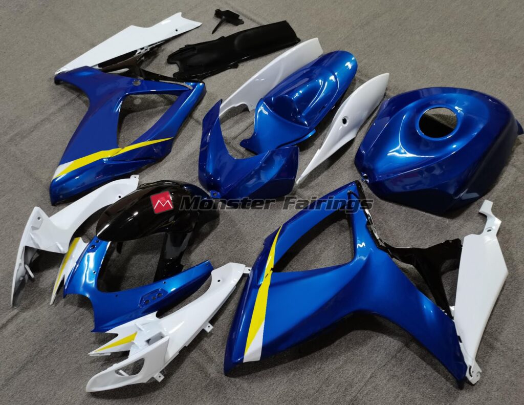 Gloss Blue White Yellow ABS fairings for Suzuki GSXR 600 - 750 2006 - 2007 - premium OEM fit kit by Monster Fairings