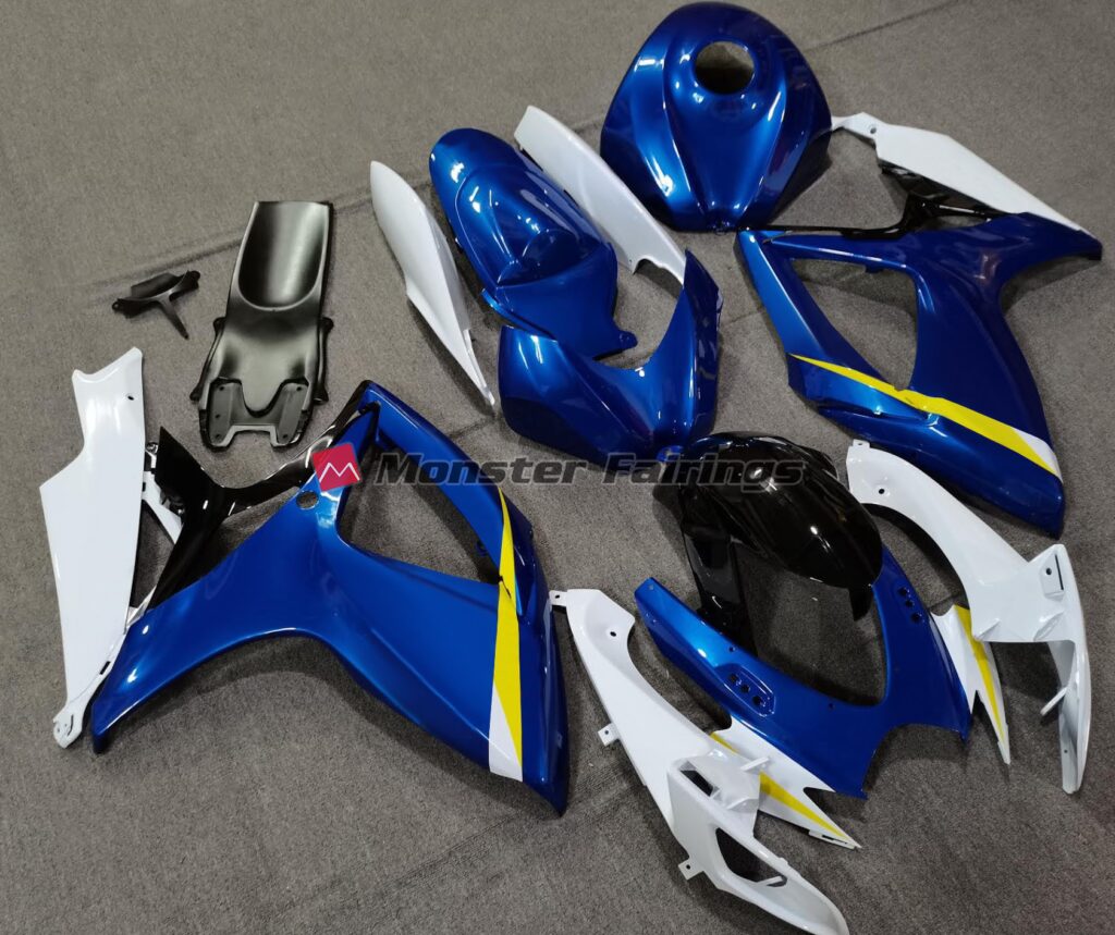 Suzuki GSXR custom ABS fairings 2006 - 2007 in Gloss Blue White Yellow - durable replacement kit, Monster Fairings