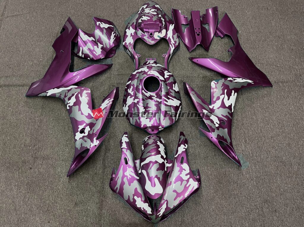 Yamaha R1 2004 - 2006 Dark Magenta Camo ABS fairings - custom motorcycle bodywork kit by Monster Fairings