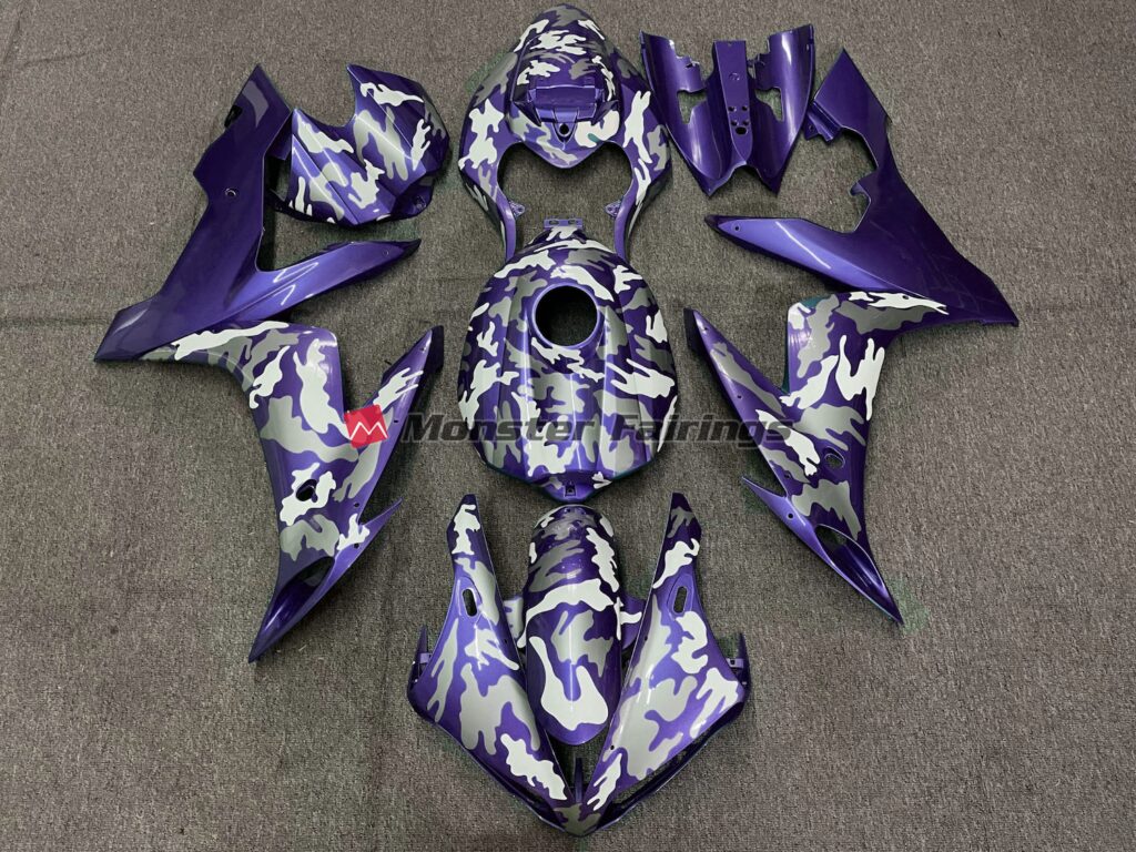 Yamaha R1 2004 - 2006 Dark Purple Camo ABS fairings - custom motorcycle bodywork kit by Monster Fairings
