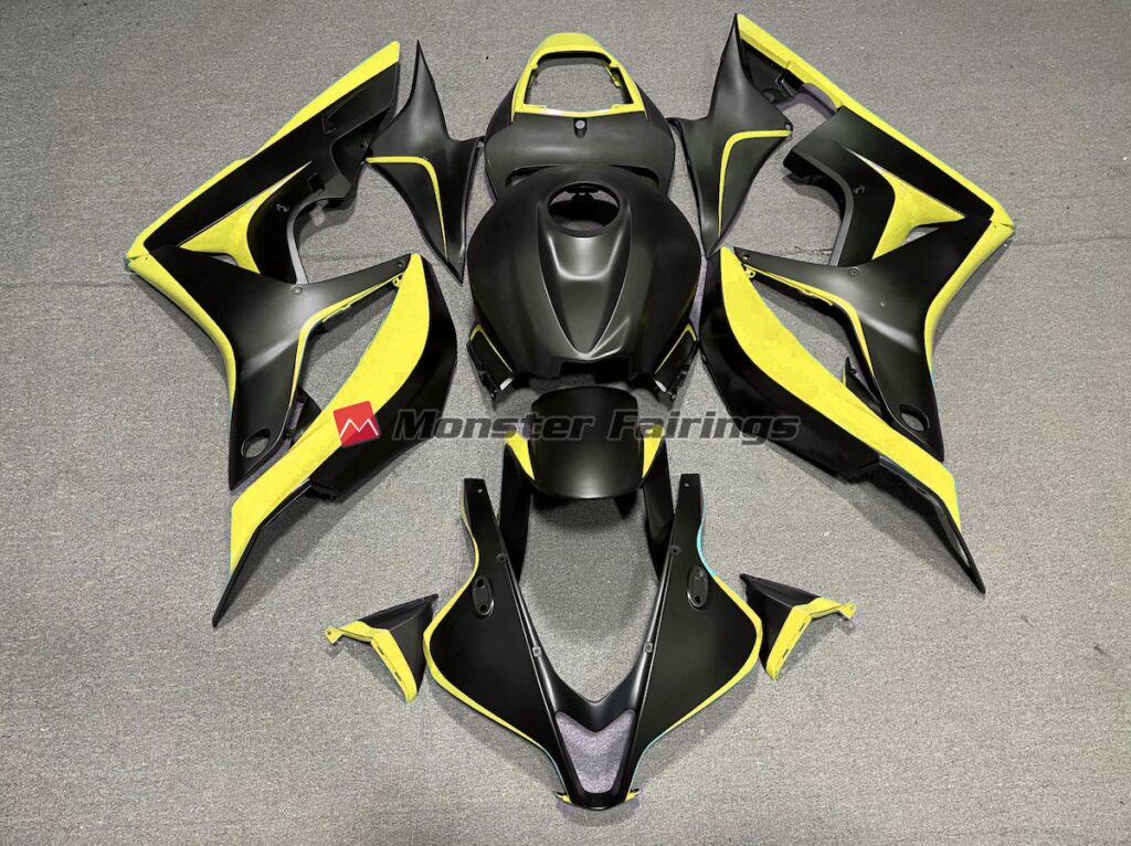 Honda CBR600RR 2007 - 2008 Matte Black Yellow ABS fairings - custom motorcycle bodywork kit by Monster Fairings